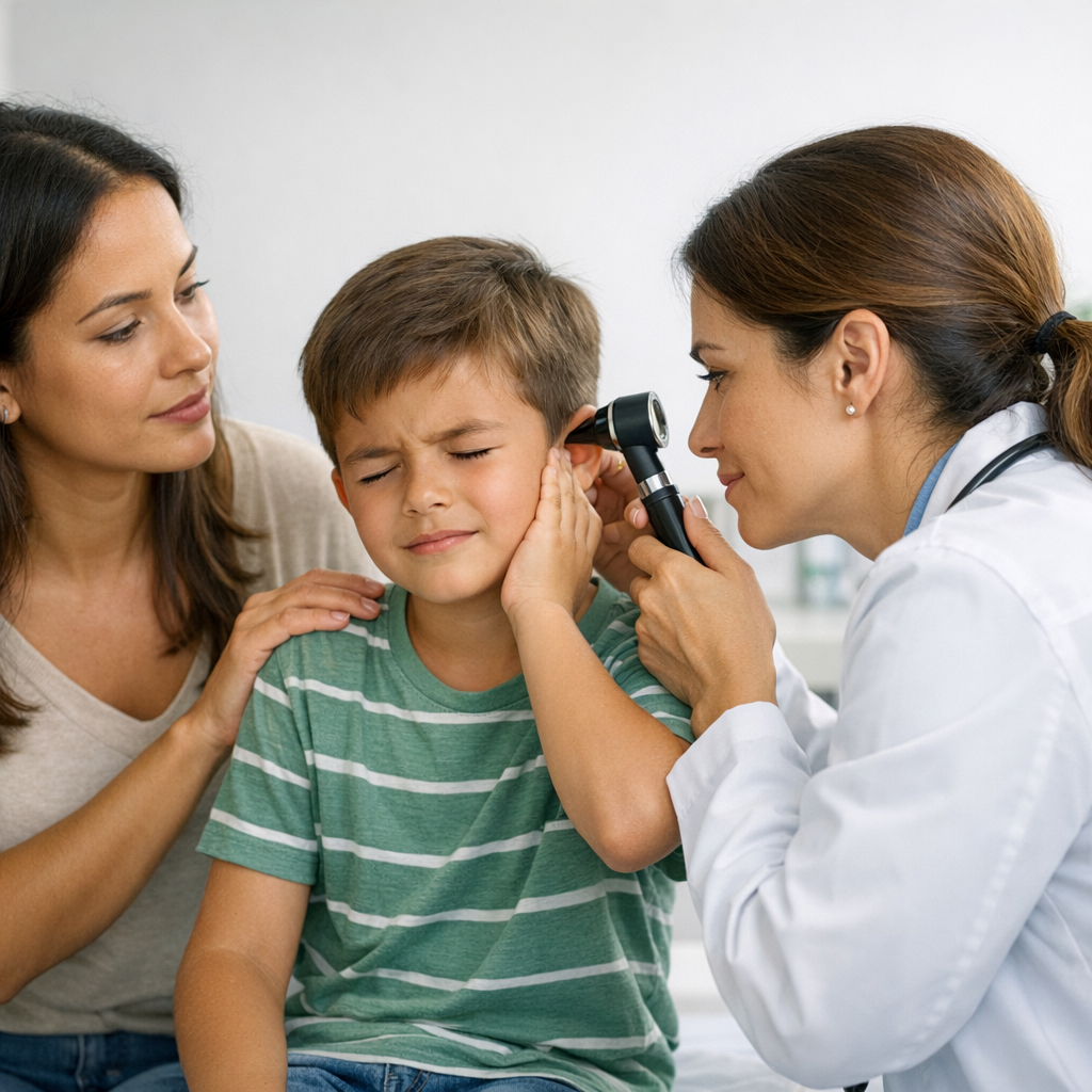 Illustration of Otite: principais sintomas que indicam necessidade de avaliação médica imediata