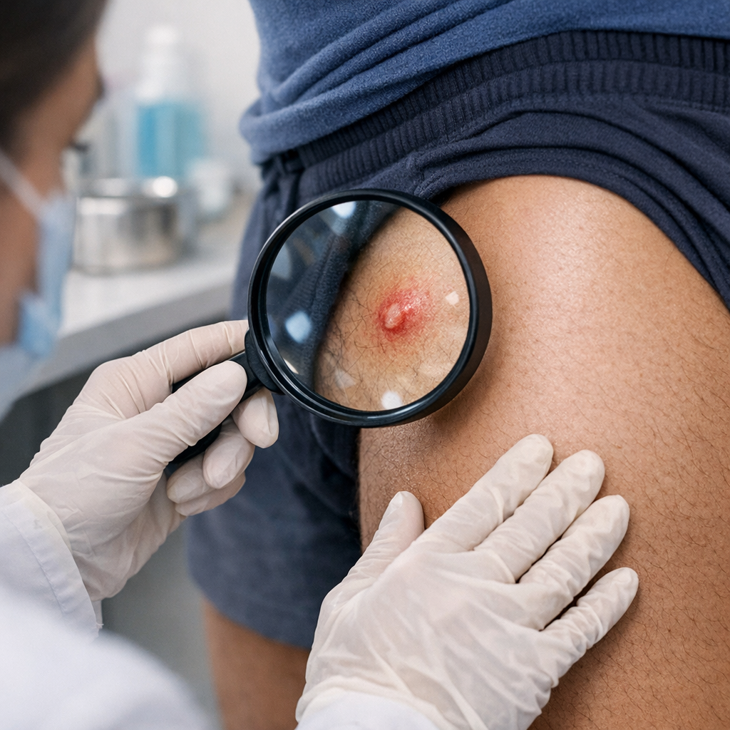 Illustration of Sintomas do Cancro Mole: Como Identificar os Sinais Iniciais da Infecção